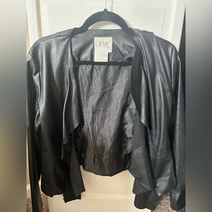 Leather jacket with ruffles